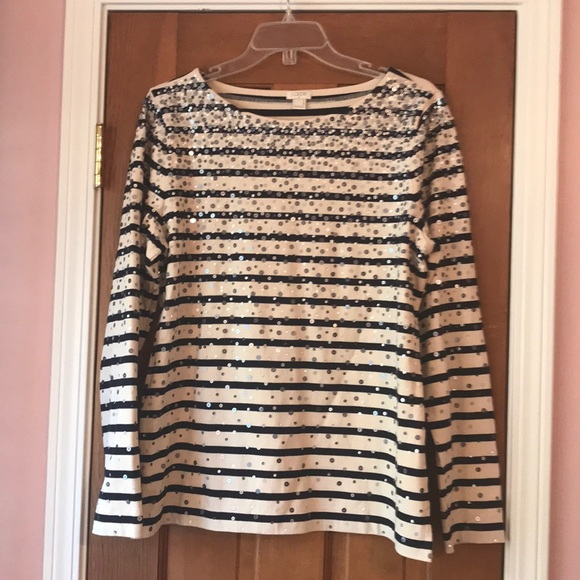 J Crew Sparkle Boat Neck Shirt - Picture 1 of 3
